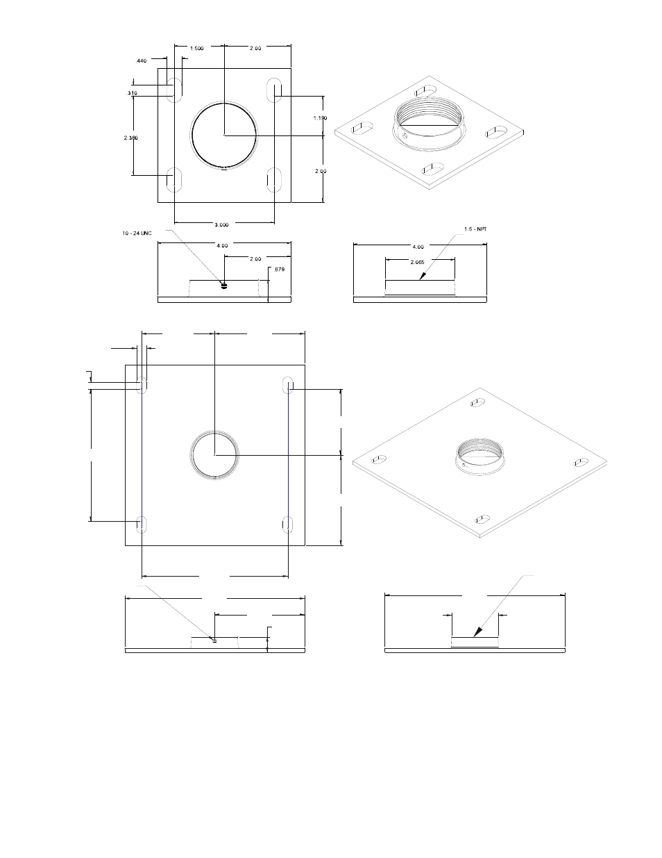 Figure 1. cma-105 dimensions, Figure 2. cma-110 dimensions | Chief Manufacturing Ceiling Plates CMA-110 User Manual | Page 2 / 4