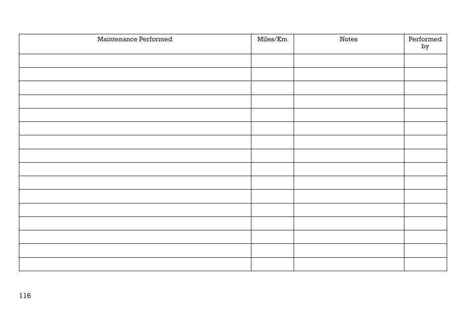 Maintenance log | Polaris 2015 INDIAN Scout User Manual | Page 118 / 122