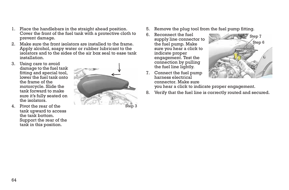 Maintenance, Fuel tank installation | Polaris 2015 INDIAN Scout User Manual | Page 66 / 122