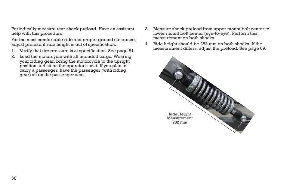 Maintenance, Rear shock preload (ride height) inspection | Polaris 2015 INDIAN Scout User Manual | Page 70 / 122