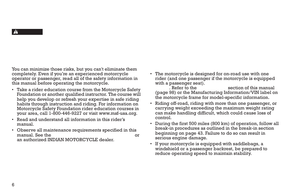 Safety, Safe riding practices | Polaris 2015 INDIAN Scout User Manual | Page 8 / 122