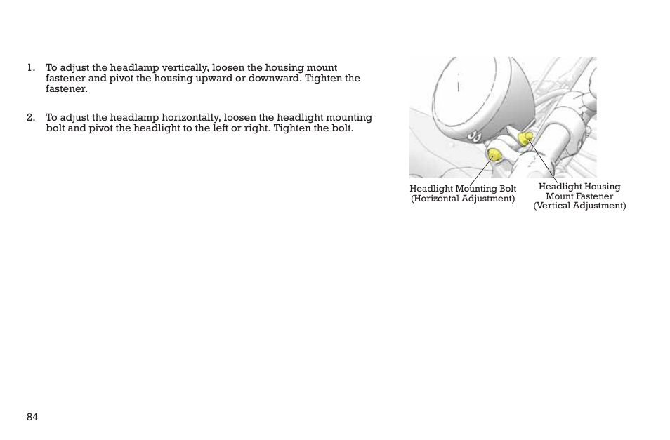 Maintenance, Headlight aim adjustment | Polaris 2015 INDIAN Scout User Manual | Page 86 / 122