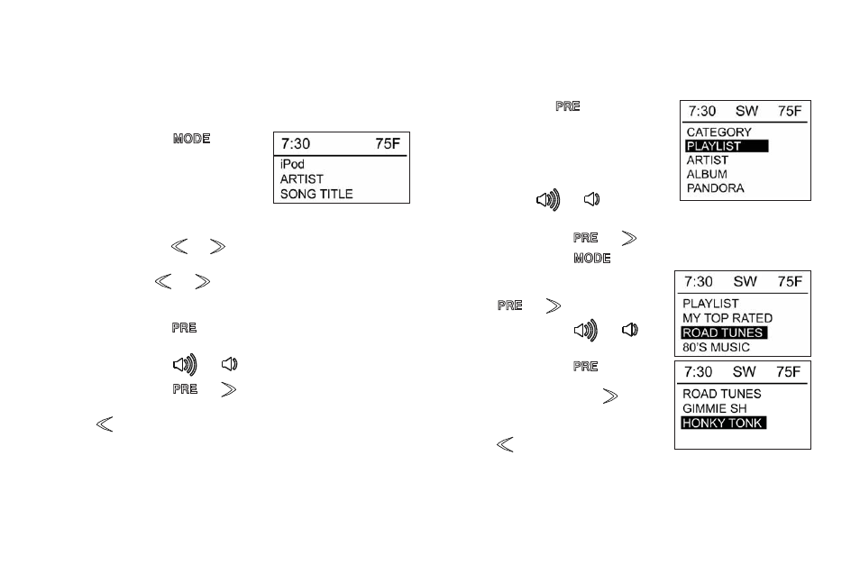 Audio system, Selecting audio sources, Usb audio source - ipod / iphone connected | Tuning/ff - rw, Direct song selection, Category select | Polaris 2016 INDIAN Chief Classic User Manual | Page 178 / 200