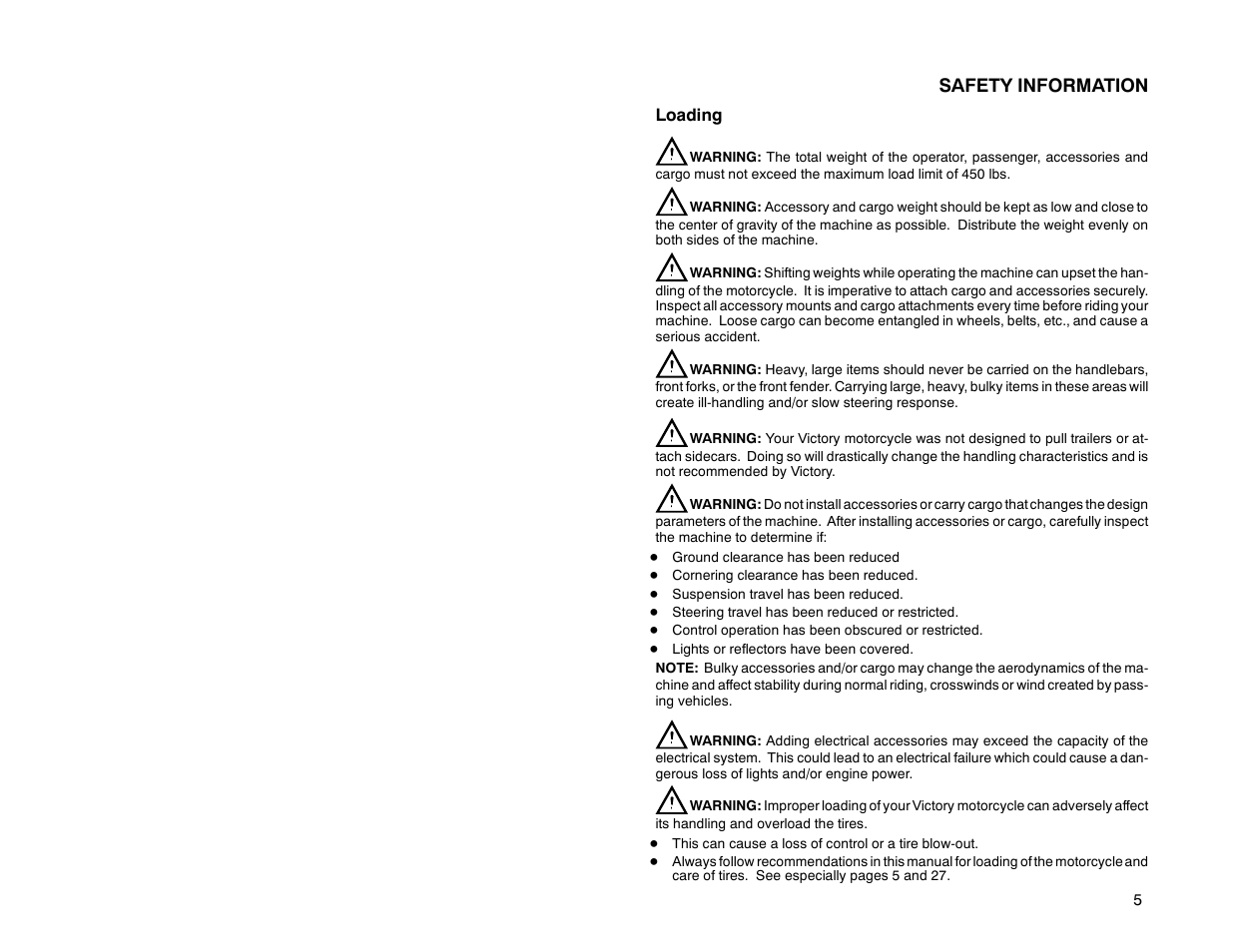 Safety information | Polaris 2000 Victory Sport Cruiser User Manual | Page 10 / 73