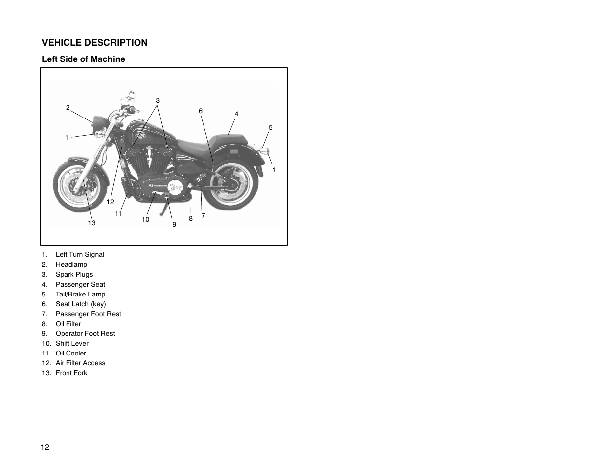 Vehicle description | Polaris 2000 Victory Sport Cruiser User Manual | Page 17 / 73