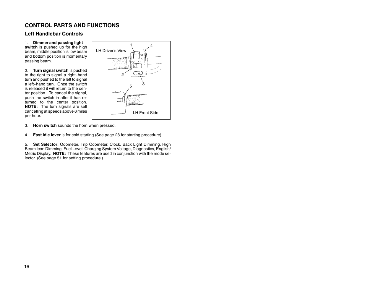 Control parts and functions | Polaris 2000 Victory Sport Cruiser User Manual | Page 21 / 73