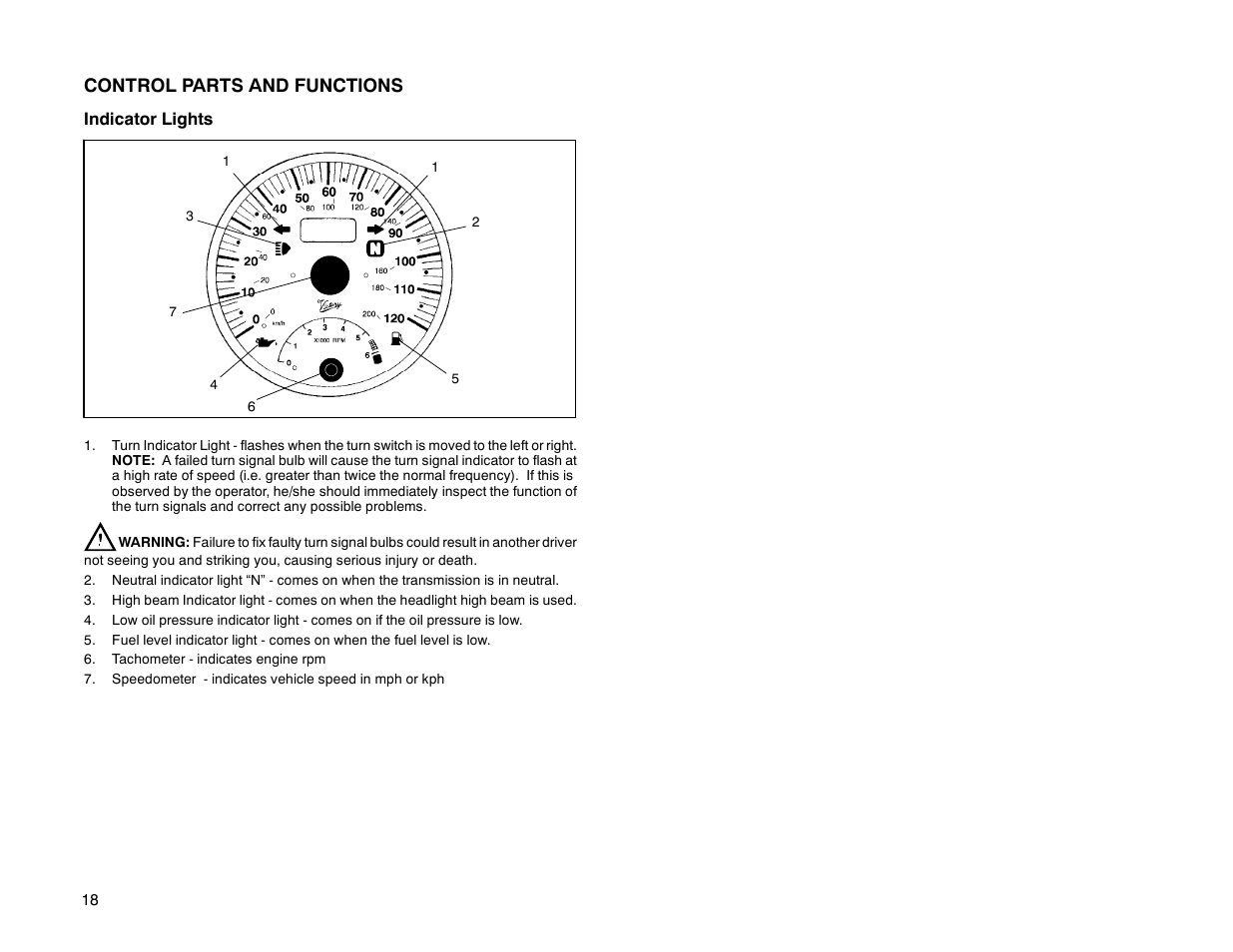 Control parts and functions | Polaris 2000 Victory Sport Cruiser User Manual | Page 23 / 73