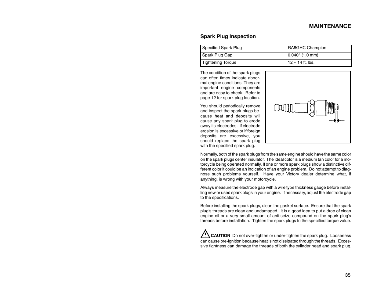 Maintenance | Polaris 2000 Victory Sport Cruiser User Manual | Page 40 / 73