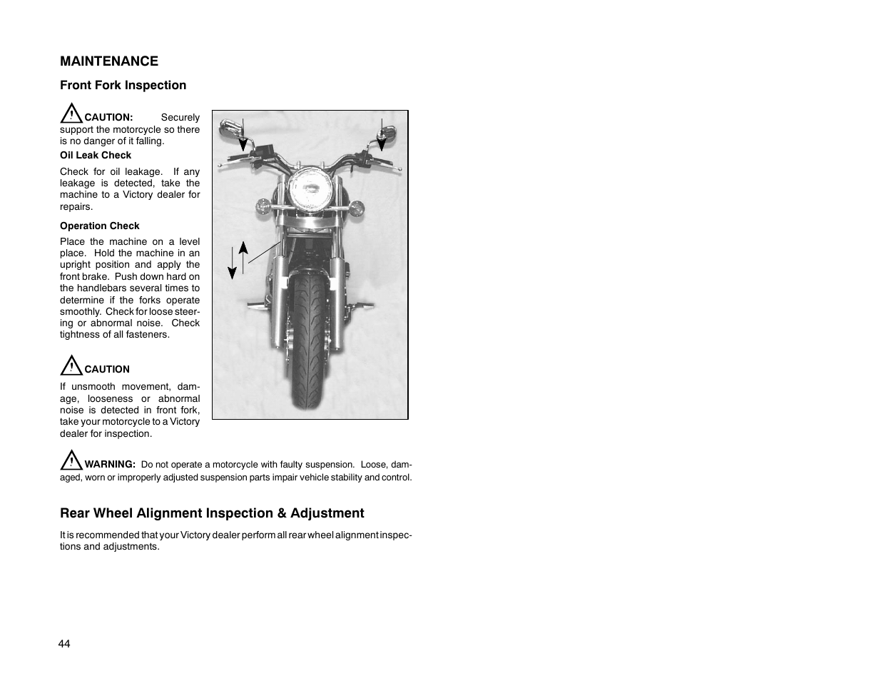 Maintenance, Rear wheel alignment inspection & adjustment | Polaris 2000 Victory Sport Cruiser User Manual | Page 49 / 73