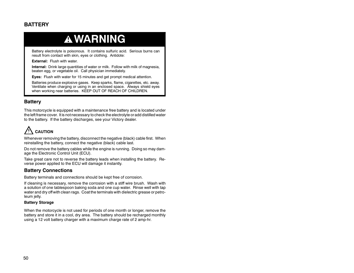 Warning | Polaris 2000 Victory Sport Cruiser User Manual | Page 55 / 73