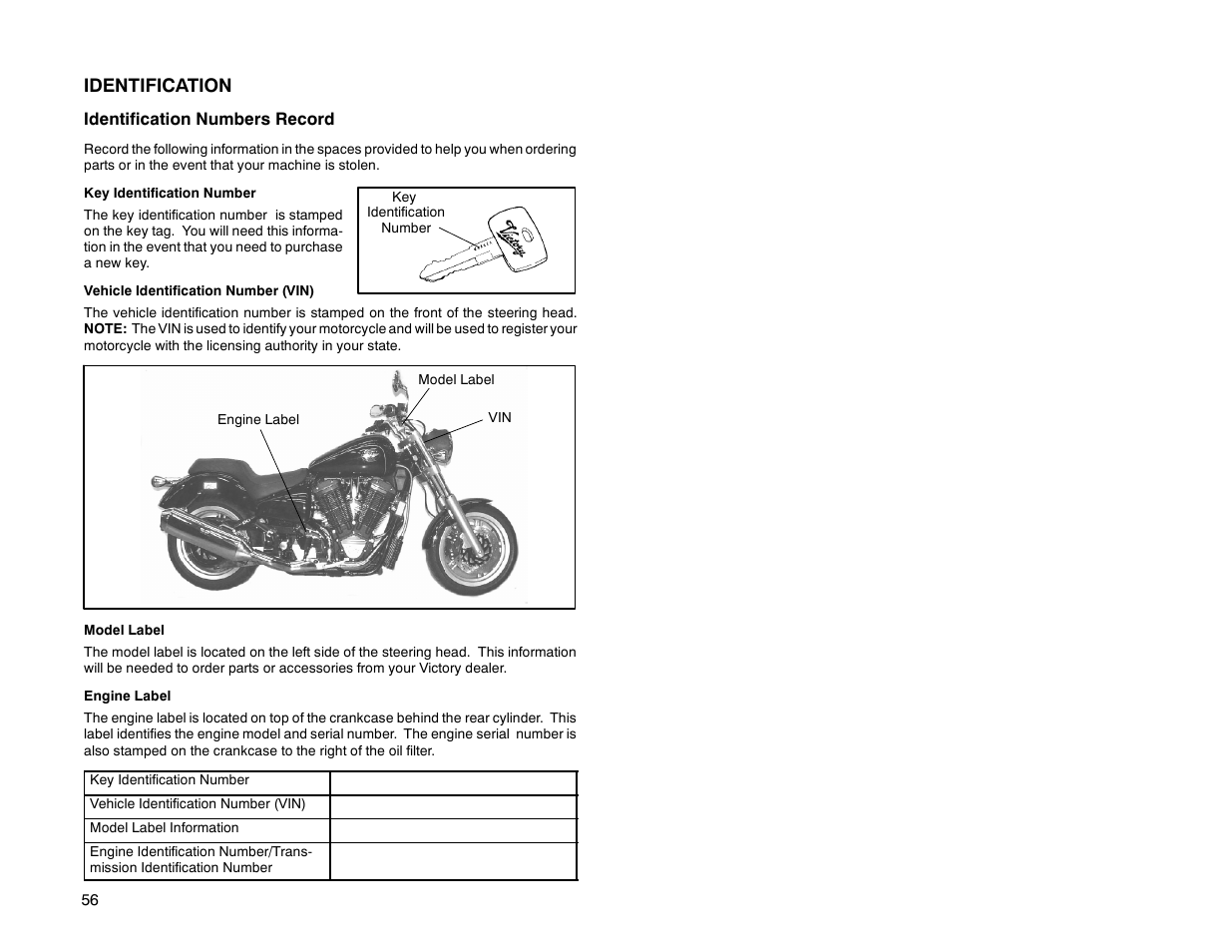 Identification | Polaris 2000 Victory Sport Cruiser User Manual | Page 61 / 73