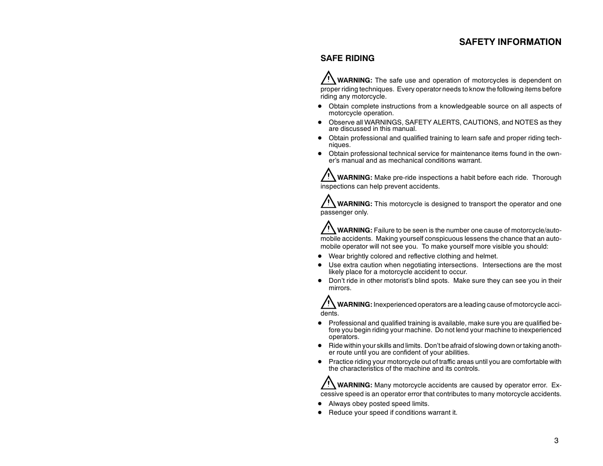 Safety information | Polaris 2000 Victory Sport Cruiser User Manual | Page 8 / 73