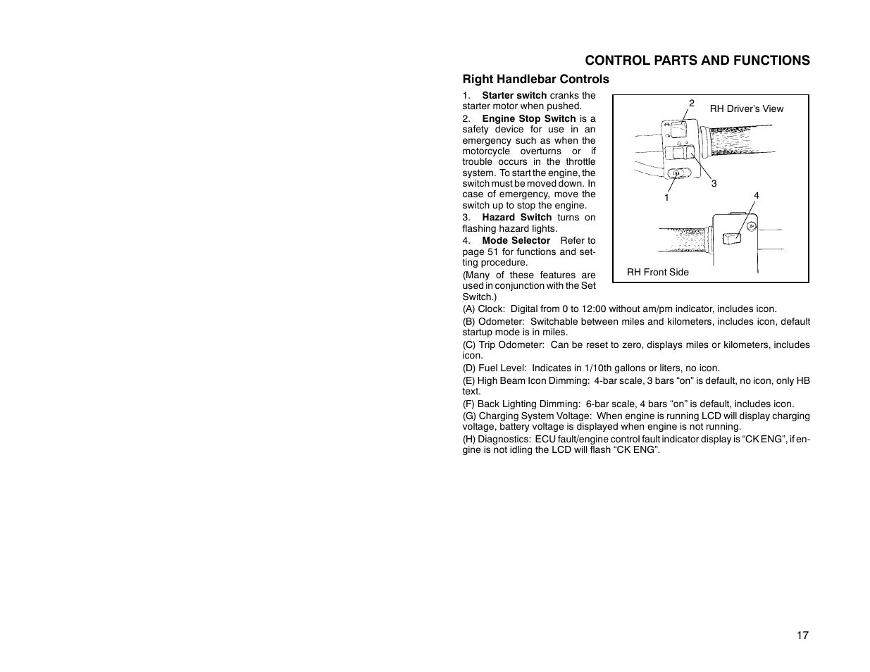 Control parts and functions | Polaris 2000 Victory Special Edition User Manual | Page 24 / 76