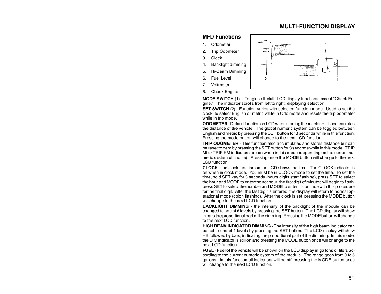 Multi-function display | Polaris 2000 Victory Special Edition User Manual | Page 58 / 76