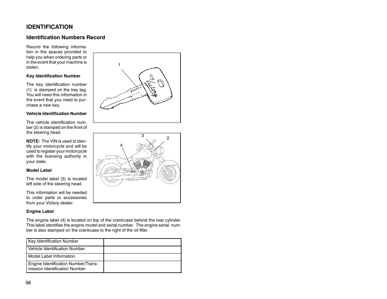 Identification | Polaris 2000 Victory Special Edition User Manual | Page 63 / 76