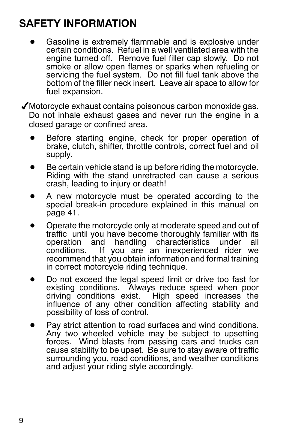 Safety information | Polaris 2001 Victory Standard Cruiser User Manual | Page 16 / 107
