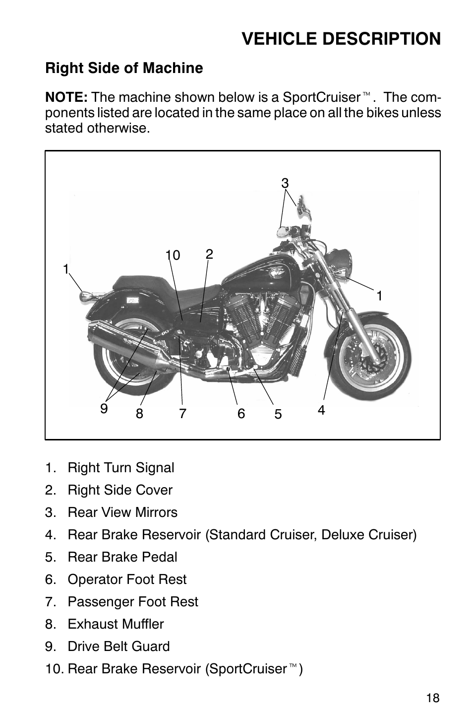 Vehicle description | Polaris 2001 Victory Standard Cruiser User Manual | Page 25 / 107