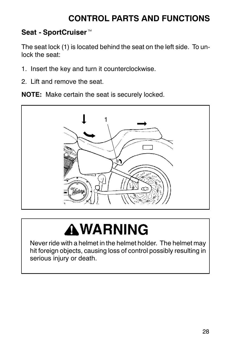 Control parts and functions | Polaris 2001 Victory Standard Cruiser User Manual | Page 35 / 107