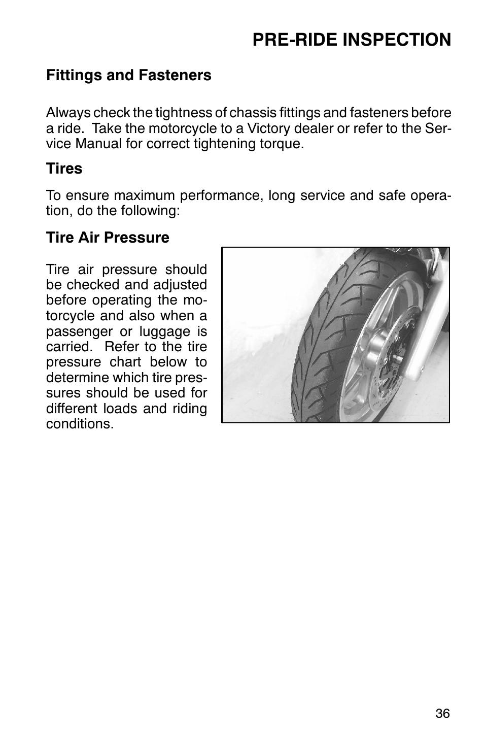 Pre-ride inspection | Polaris 2001 Victory Standard Cruiser User Manual | Page 43 / 107