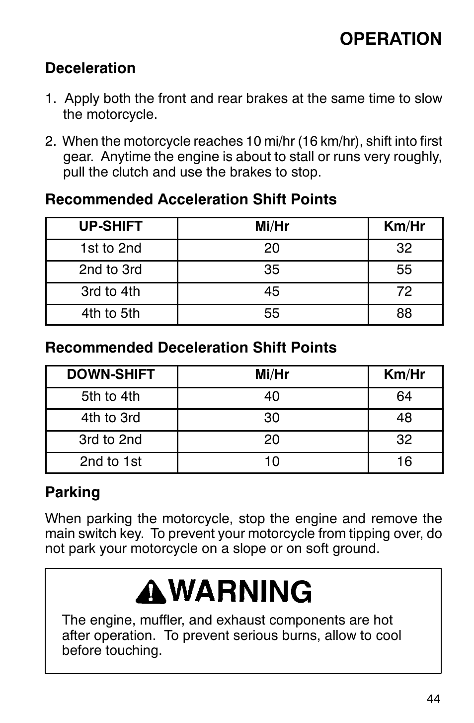 Operation | Polaris 2001 Victory Standard Cruiser User Manual | Page 51 / 107