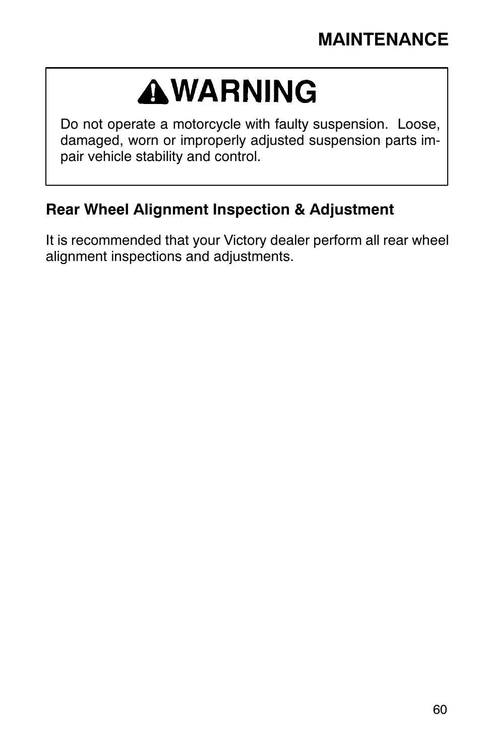 Maintenance | Polaris 2001 Victory Standard Cruiser User Manual | Page 67 / 107