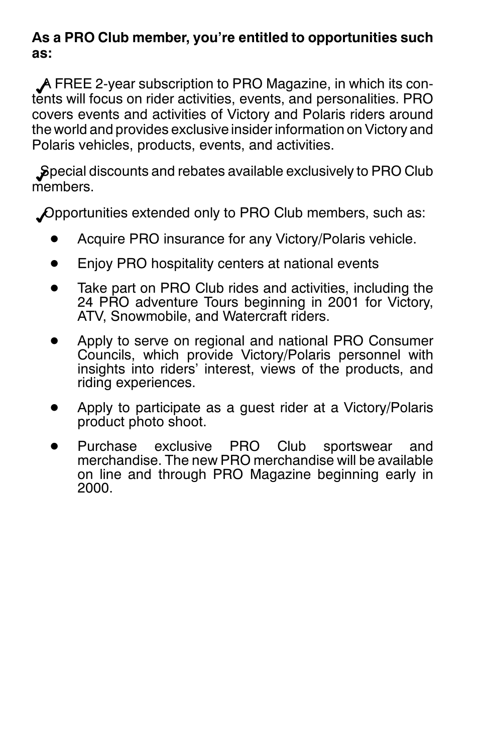 Polaris 2001 Victory Standard Cruiser User Manual | Page 7 / 107