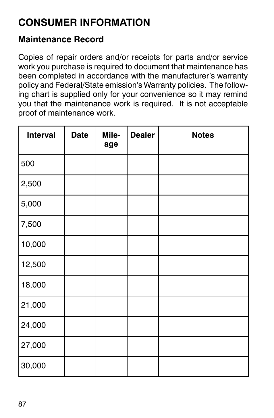 Consumer information | Polaris 2001 Victory Standard Cruiser User Manual | Page 94 / 107