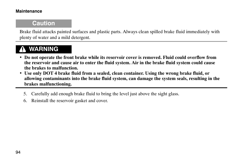 Caution, Warning | Polaris 2002 Victory Touring Cruiser User Manual | Page 108 / 166