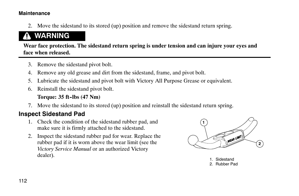 Warning | Polaris 2002 Victory Touring Cruiser User Manual | Page 126 / 166