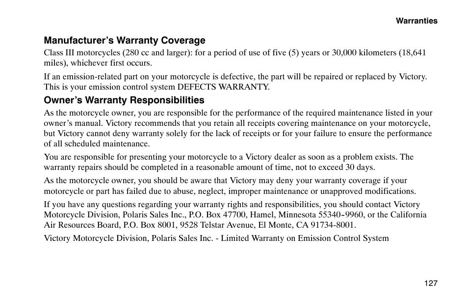 Polaris 2002 Victory Touring Cruiser User Manual | Page 141 / 166