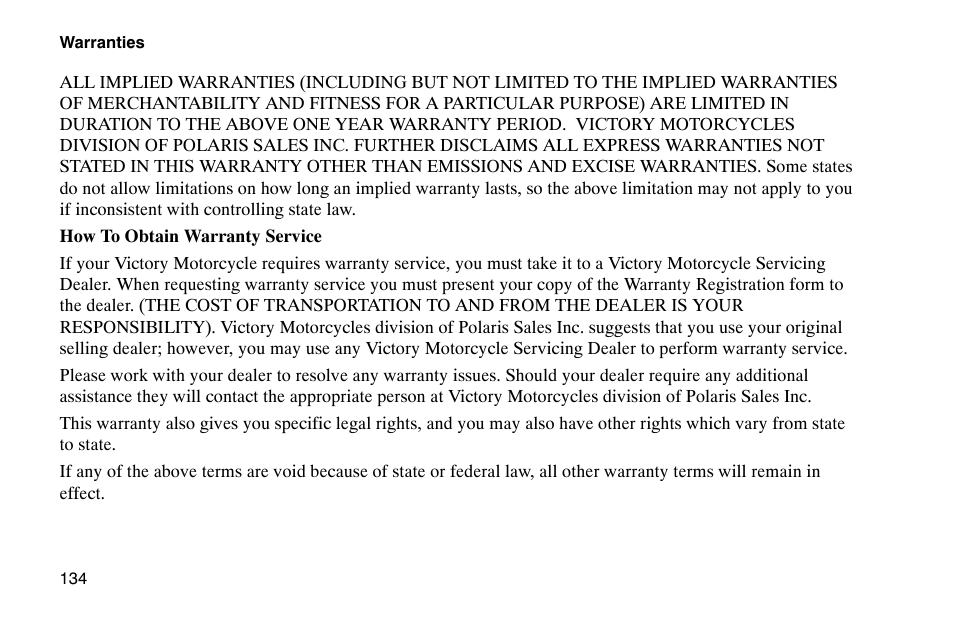 Polaris 2002 Victory Touring Cruiser User Manual | Page 148 / 166