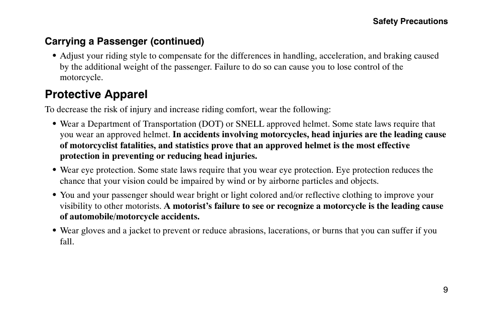 Protective apparel | Polaris 2002 Victory Touring Cruiser User Manual | Page 23 / 166