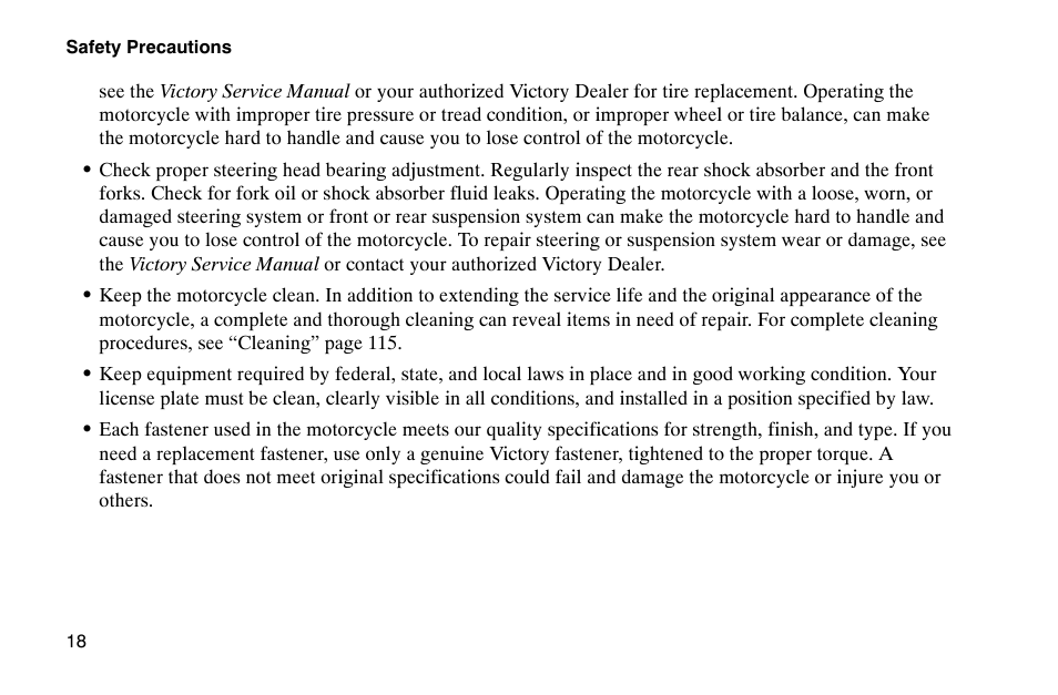 Polaris 2002 Victory Touring Cruiser User Manual | Page 32 / 166