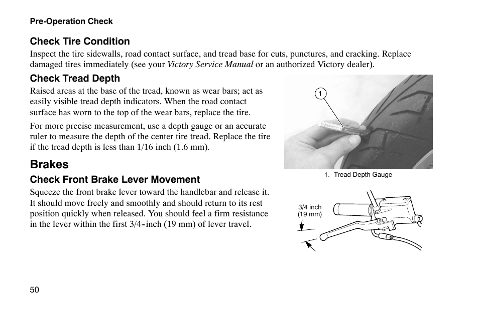 Brakes | Polaris 2002 Victory Touring Cruiser User Manual | Page 64 / 166