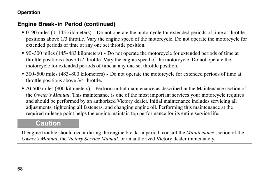 Caution | Polaris 2002 Victory Touring Cruiser User Manual | Page 72 / 166