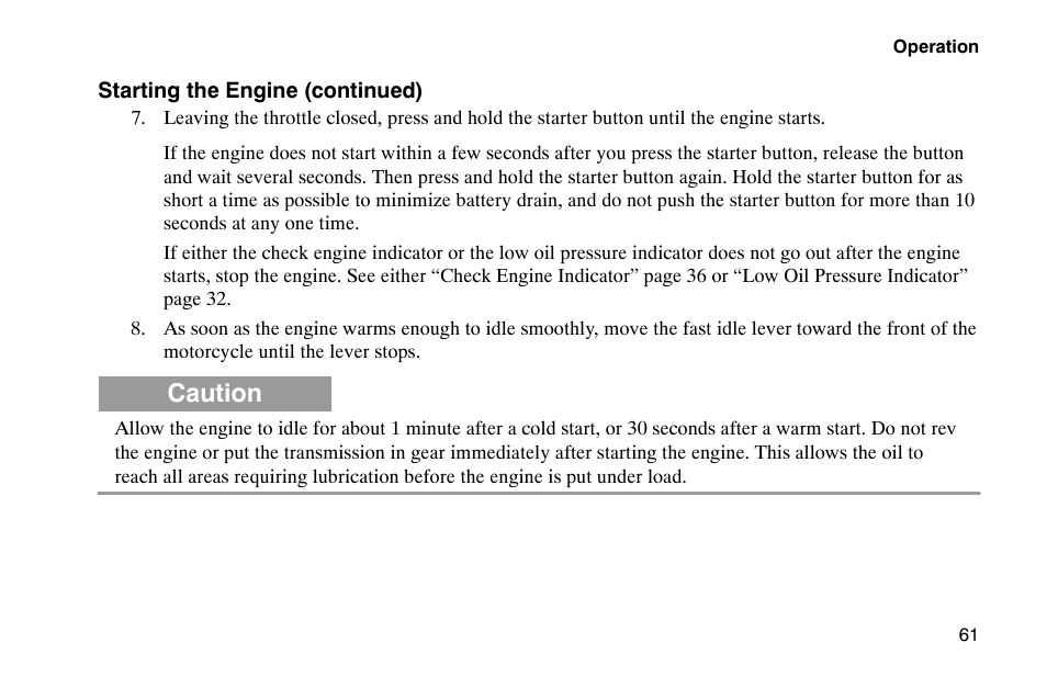 Caution | Polaris 2002 Victory Touring Cruiser User Manual | Page 75 / 166