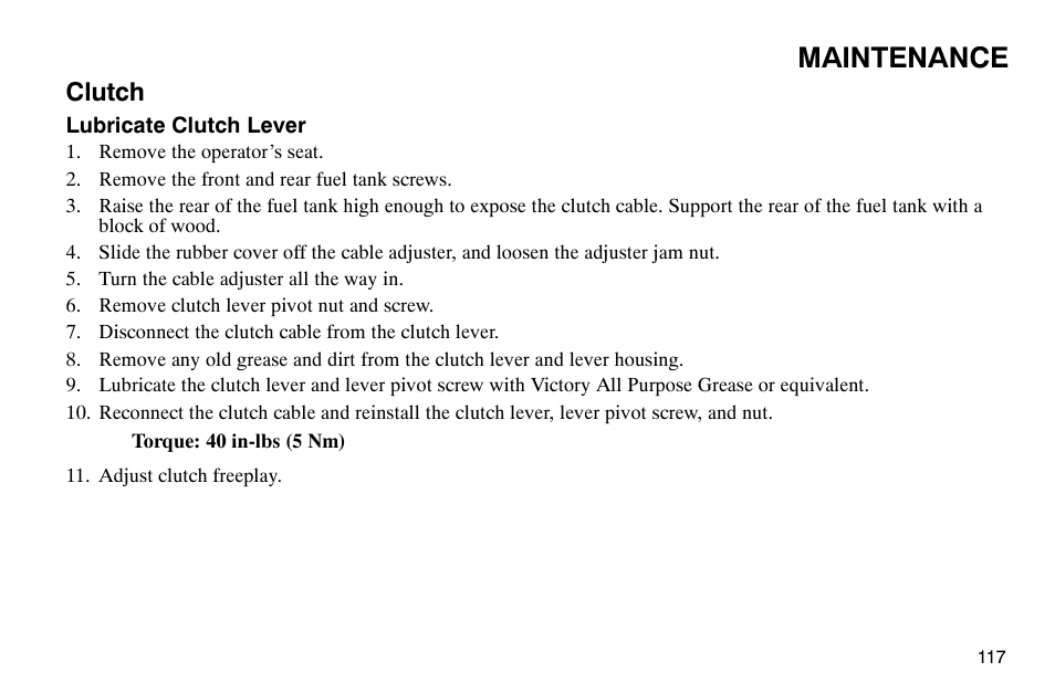 Maintenance | Polaris 2003 Victory Classic Cruiser User Manual | Page 119 / 180