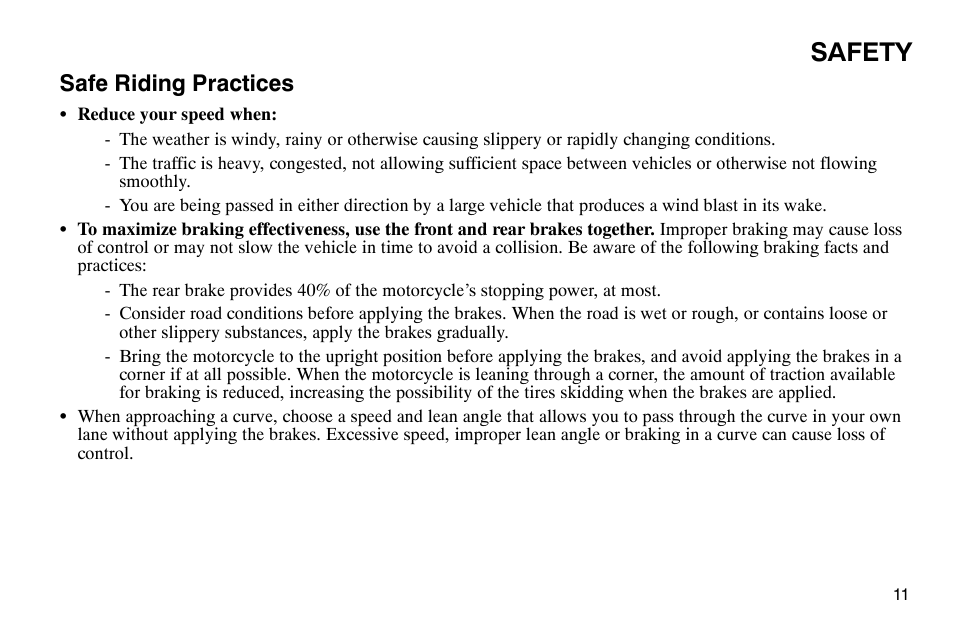 Safety, Safe riding practices | Polaris 2003 Victory Classic Cruiser User Manual | Page 13 / 180