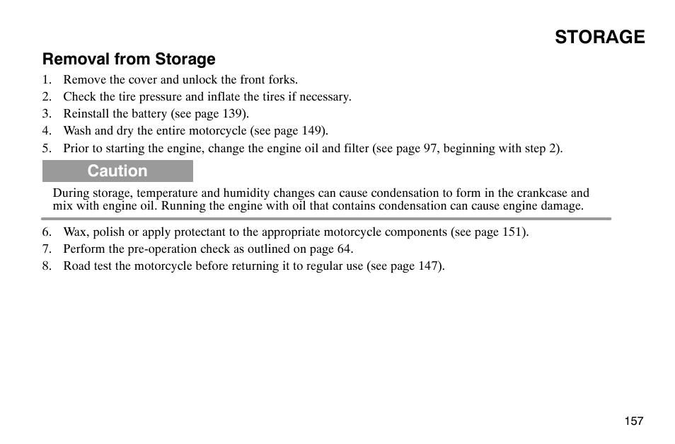 Storage | Polaris 2003 Victory Classic Cruiser User Manual | Page 159 / 180