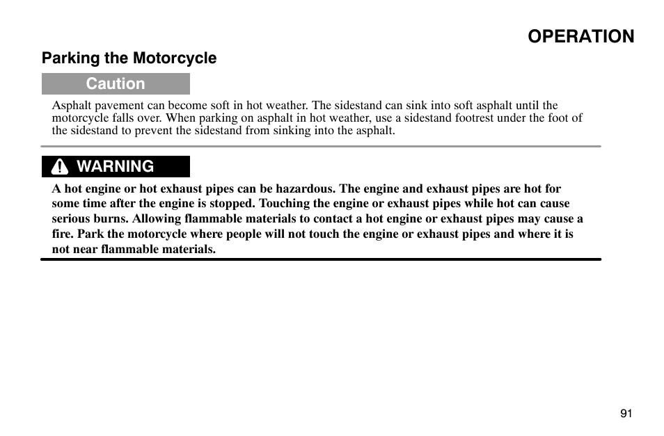 Operation | Polaris 2003 Victory Classic Cruiser User Manual | Page 93 / 180