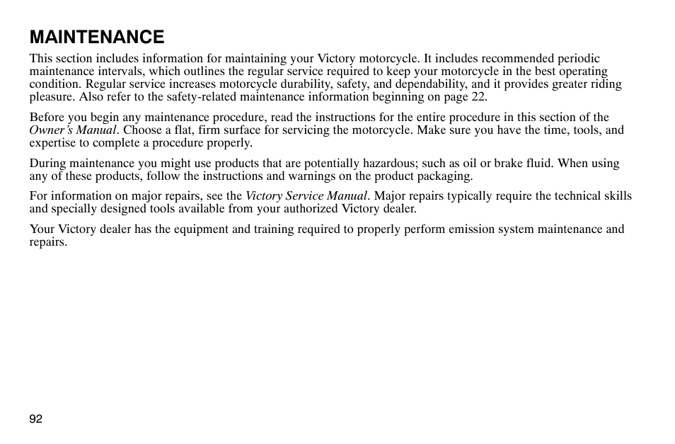 Maintenance | Polaris 2003 Victory Classic Cruiser User Manual | Page 94 / 180