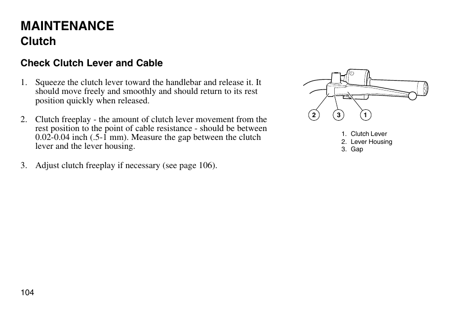 Maintenance, Clutch | Polaris 2003 Victory Vegas User Manual | Page 106 / 164