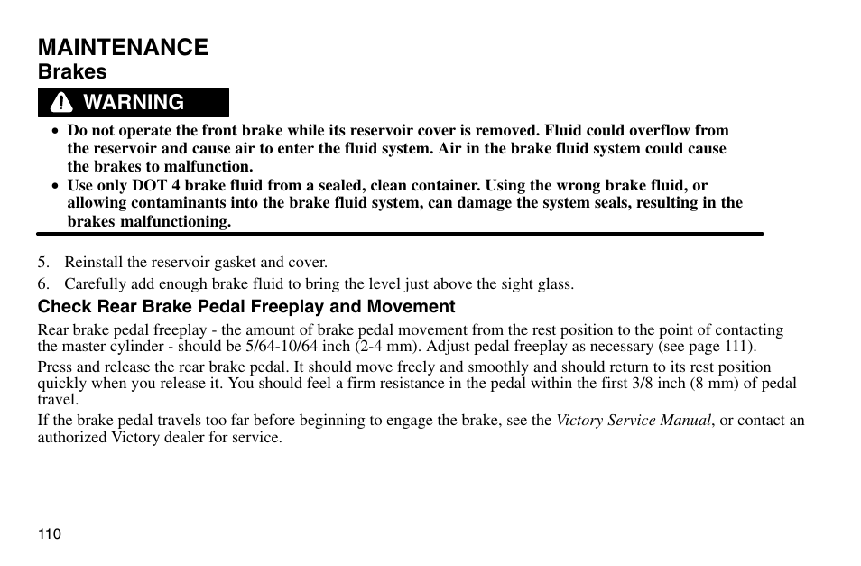 Maintenance | Polaris 2003 Victory Vegas User Manual | Page 112 / 164