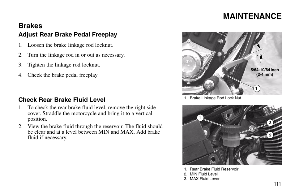 Maintenance, Brakes | Polaris 2003 Victory Vegas User Manual | Page 113 / 164