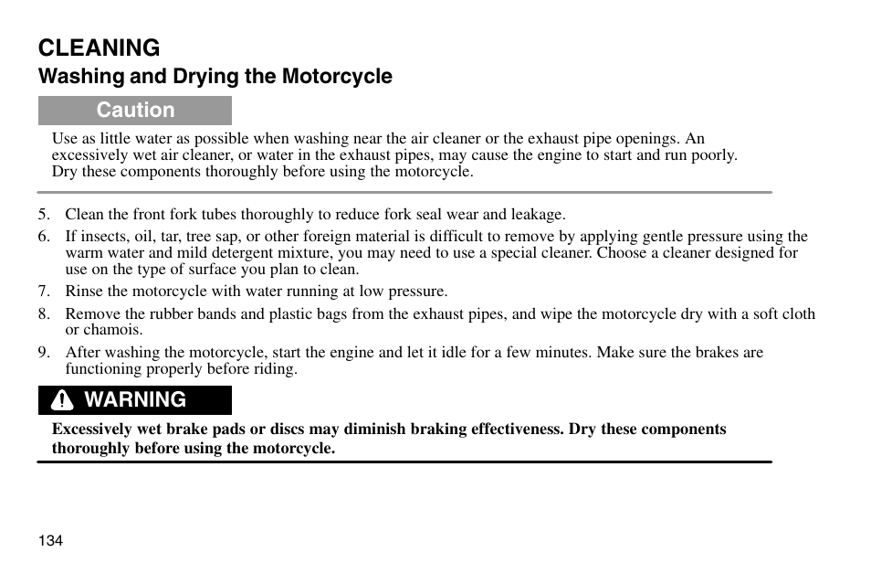 Cleaning | Polaris 2003 Victory Vegas User Manual | Page 136 / 164