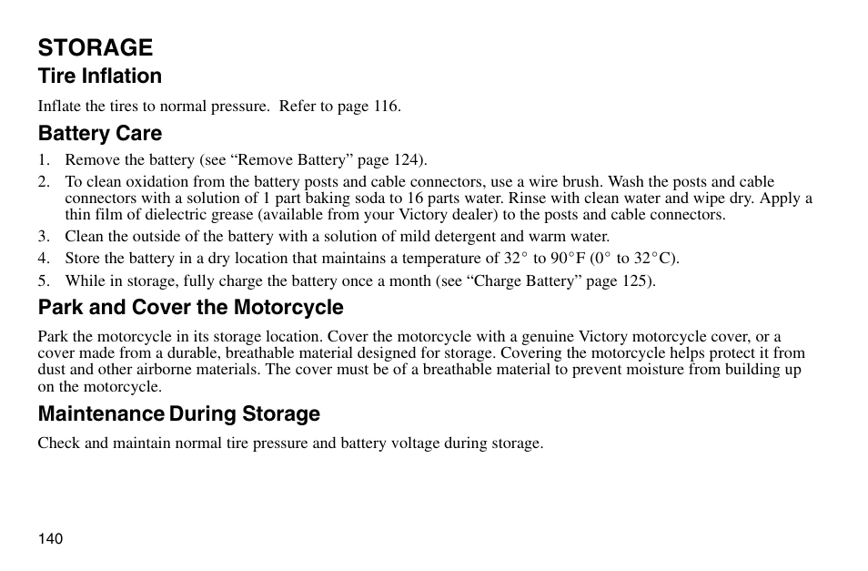Storage | Polaris 2003 Victory Vegas User Manual | Page 142 / 164