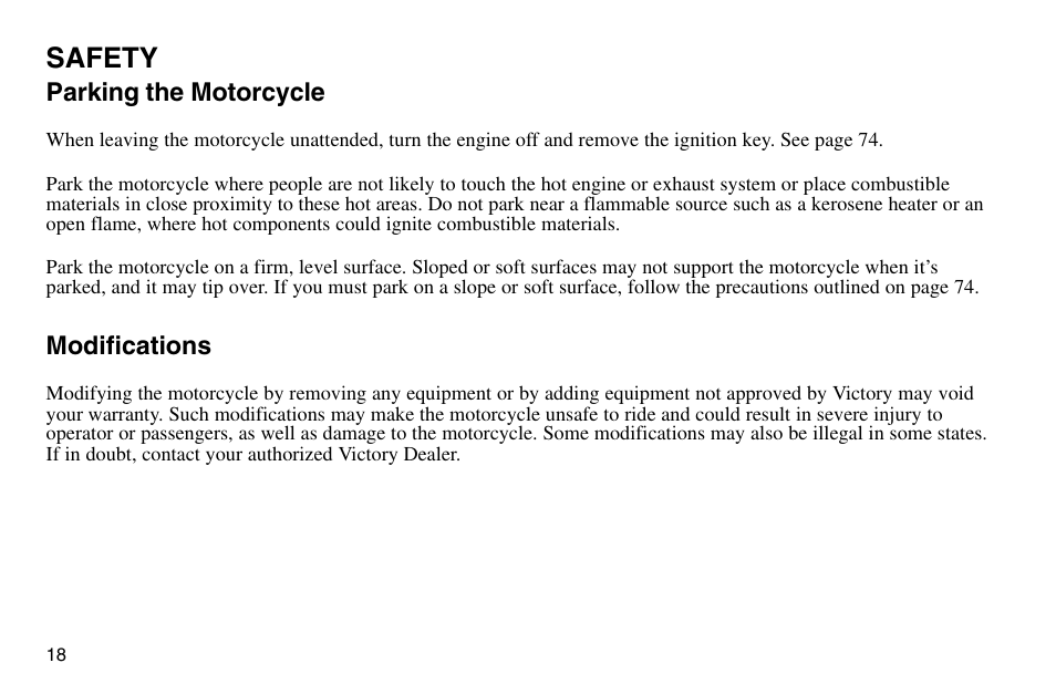 Safety | Polaris 2003 Victory Vegas User Manual | Page 20 / 164