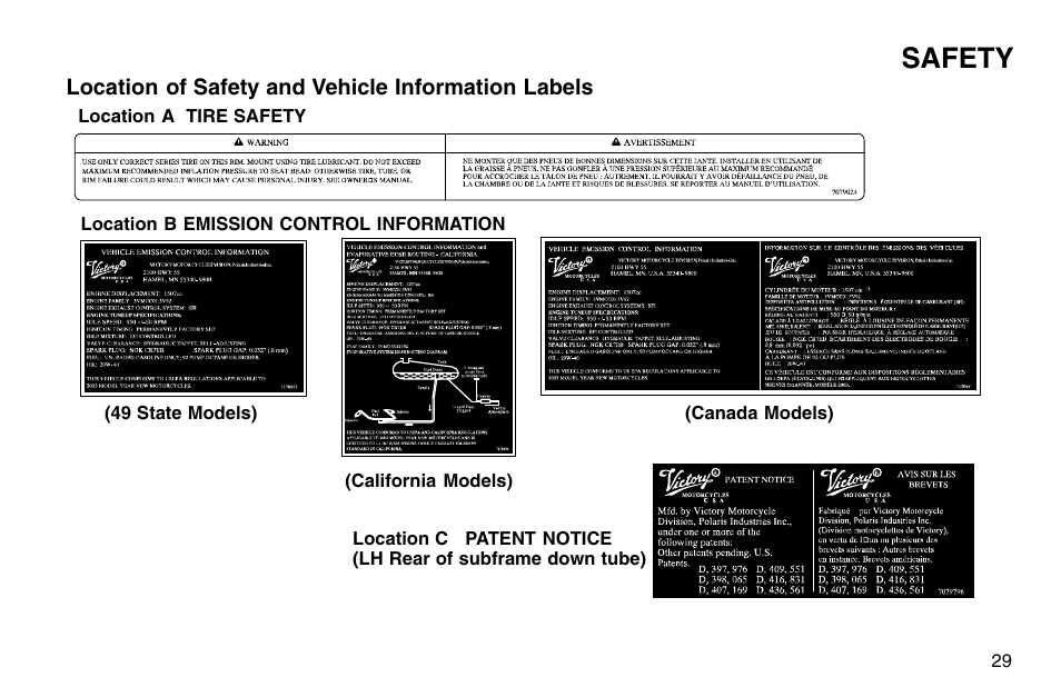 Safety | Polaris 2003 Victory Vegas User Manual | Page 31 / 164