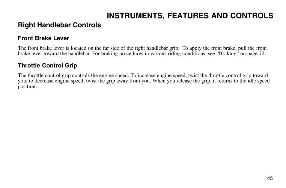 Instruments, features and controls | Polaris 2003 Victory Vegas User Manual | Page 47 / 164