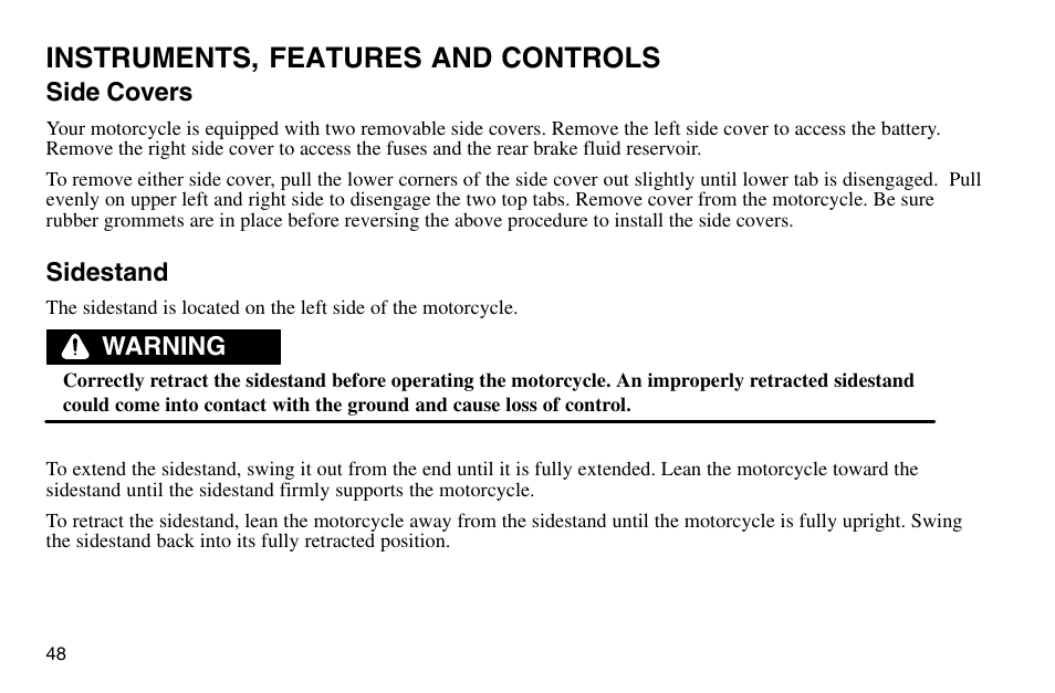 Instruments, features and controls | Polaris 2003 Victory Vegas User Manual | Page 50 / 164